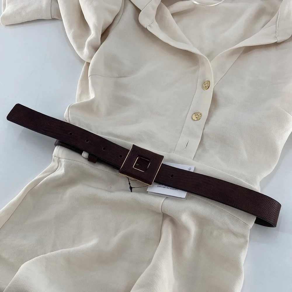 Zara Women's Ecru Belted Waist Midi Dress Size XS - Picture 6 of 13